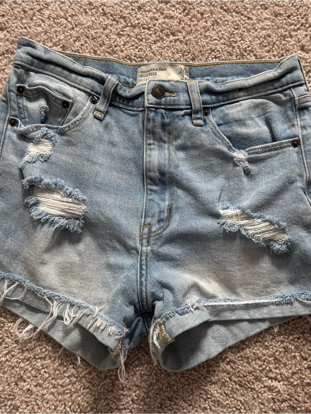 Abercrombie & Fitch Light Blue Distressed Denim Cutoff Shorts 26/2